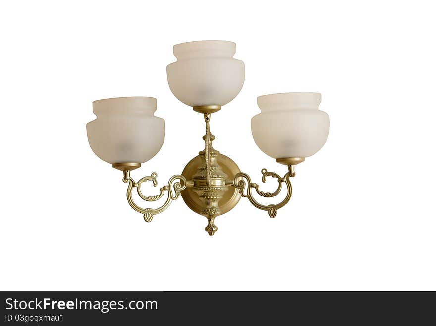 Classic bronze sconce. Isolated on white, clipping path.