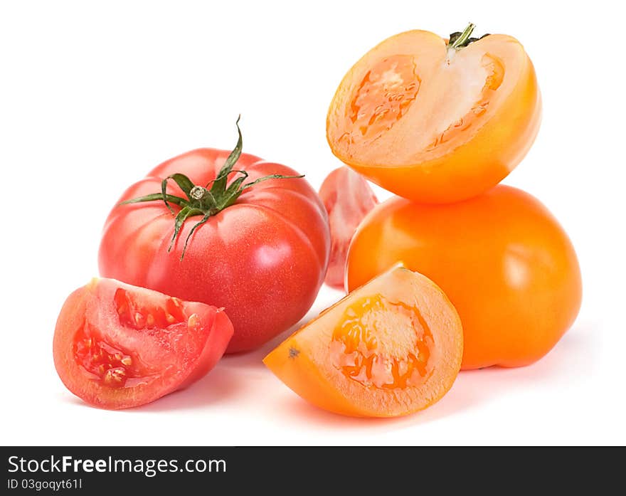 Fresh big tomato vegetable on white background