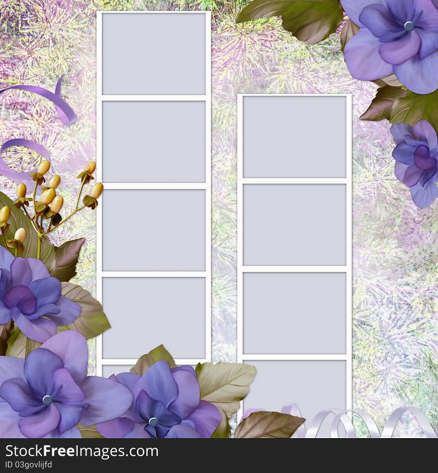 Summer background with frame and flowers