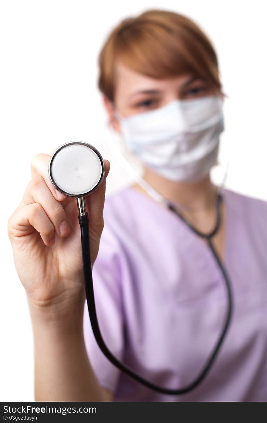 Portrait Of Young Doctor Holding Stethoscope