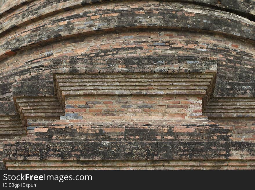 The base of the pagoda. Brown brick. The base of the pagoda. Brown brick.