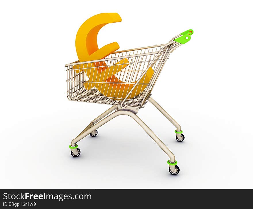 The shopping cart with sign of euro