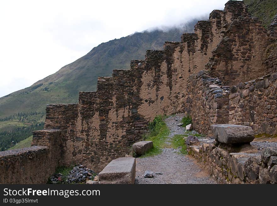 View of Ruins from Ollantambo in Peru. View of Ruins from Ollantambo in Peru