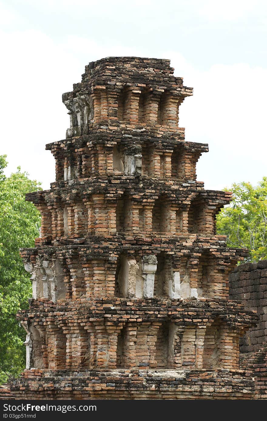 Pagoda in the old brown brick. Pagoda in the old brown brick.