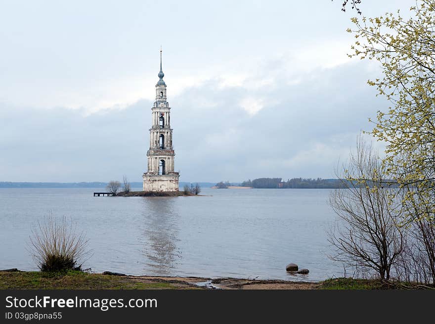 In 1940s the monastery and most of the old Kalyazin town (Russia) were flooded during the construction of the Uglich Reservoir. In 1940s the monastery and most of the old Kalyazin town (Russia) were flooded during the construction of the Uglich Reservoir