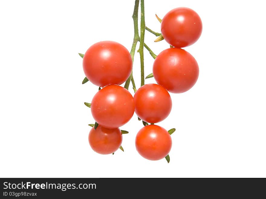 Cherry tomatoes bunch isolated on white