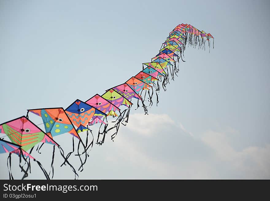 Kite on the blue sky. Kite on the blue sky