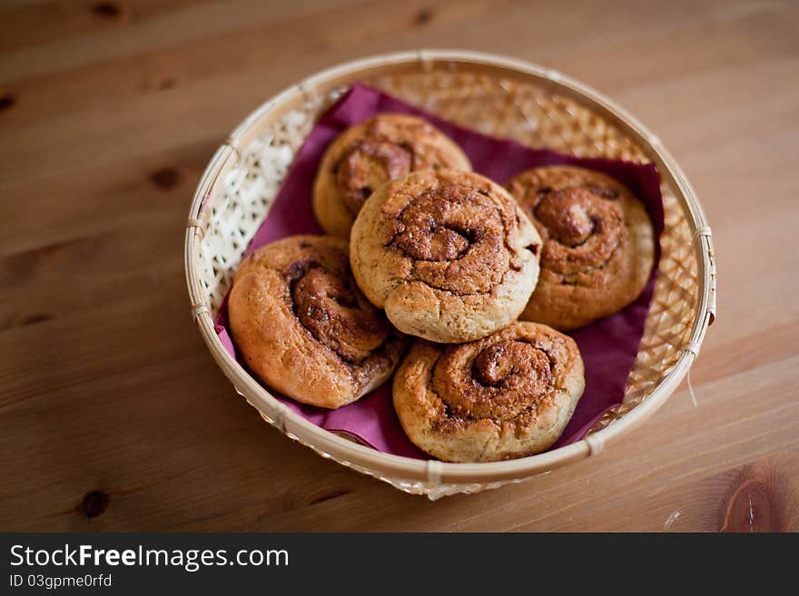 Close up of fresh homemade cinnamon rolls