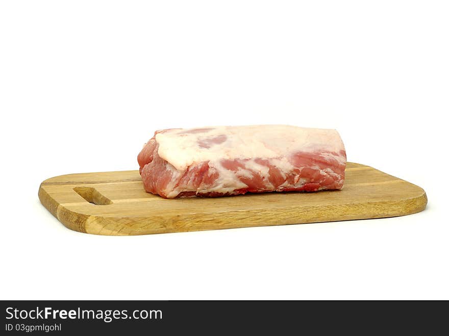 Pieces of fresh raw meat isolated on white background