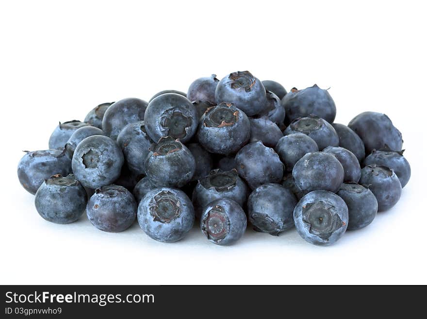 Fresh blueberries over white background