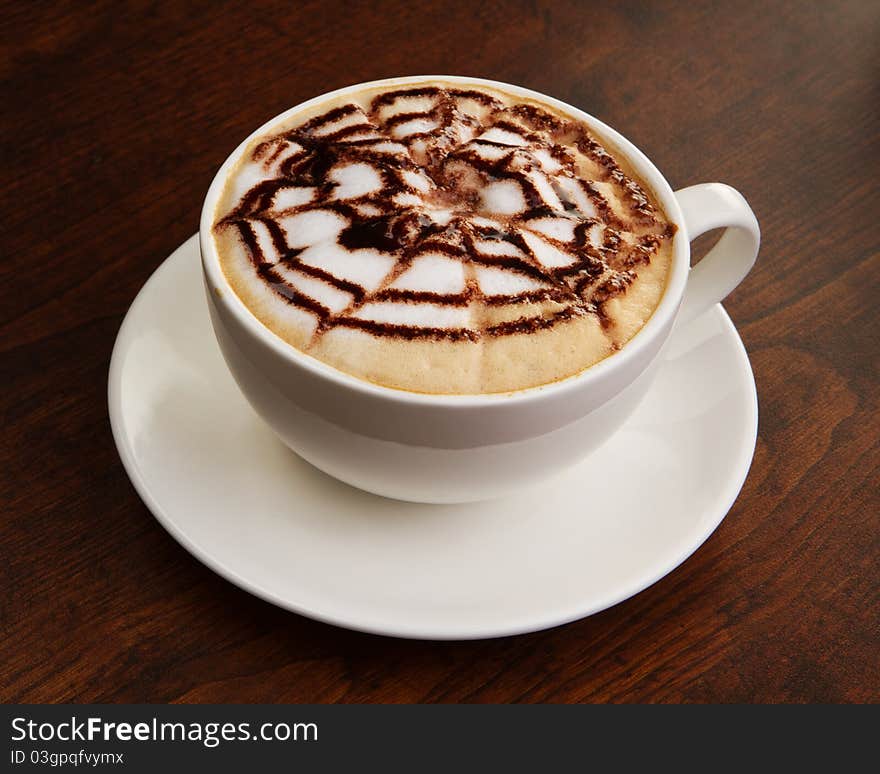 Chocolate Cappuccino Time.Cup Of Coffee