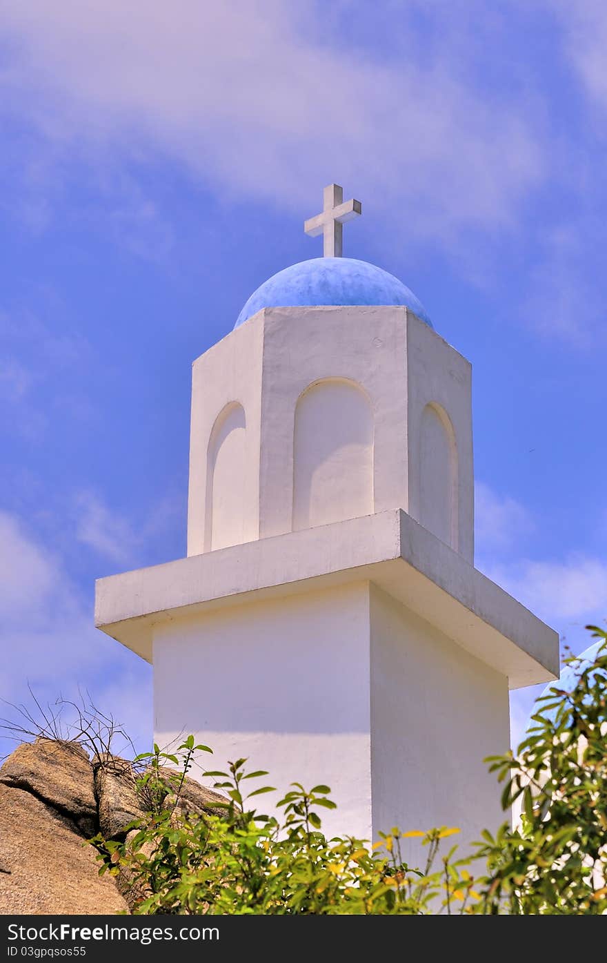 Dome And Cross Of Small Church