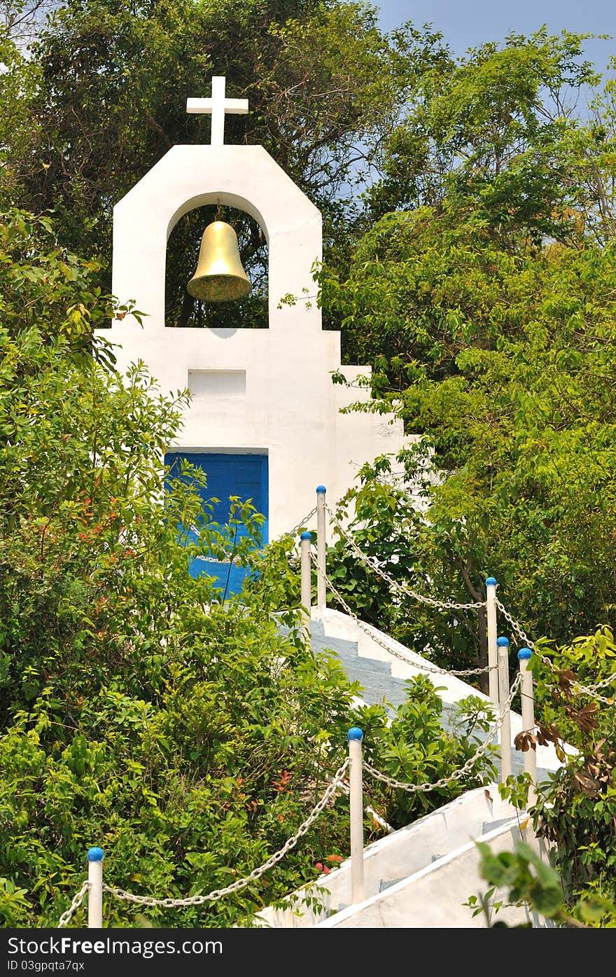 Small church architecture on hill