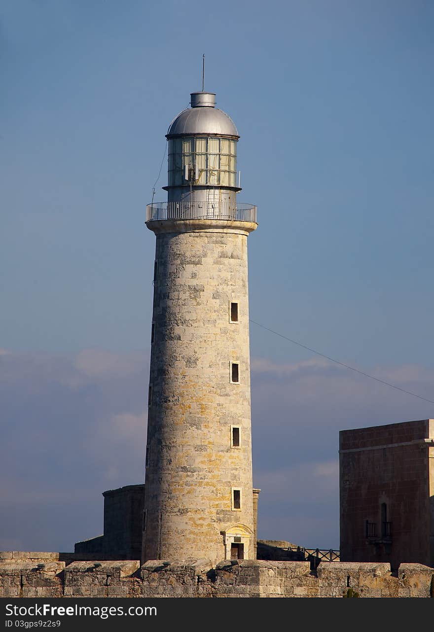 Detail of El Morro lighthouse in havana bay