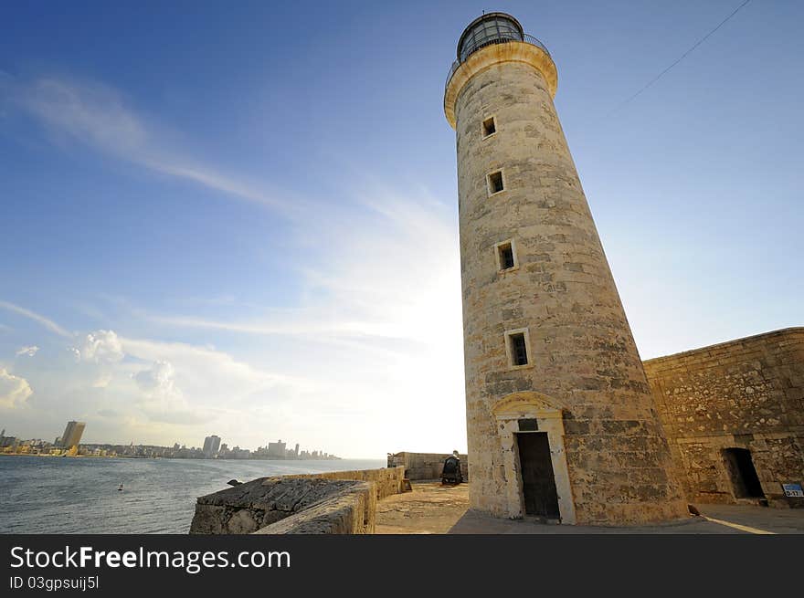 El Morro lighthhouse in Havana bay entrance