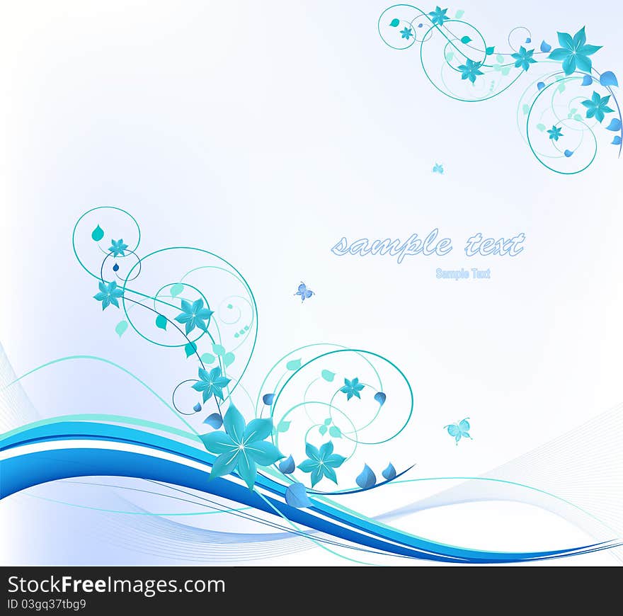 Decorative design elegance floral blue illustration. Decorative design elegance floral blue illustration