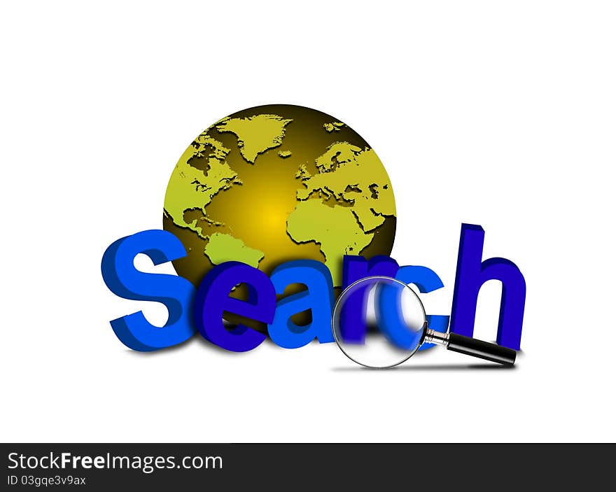 Image of Global Search with globe and magnifier