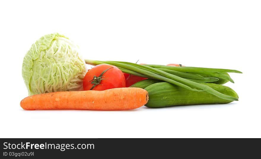 Close up shot of vegeterian food on white background. Close up shot of vegeterian food on white background