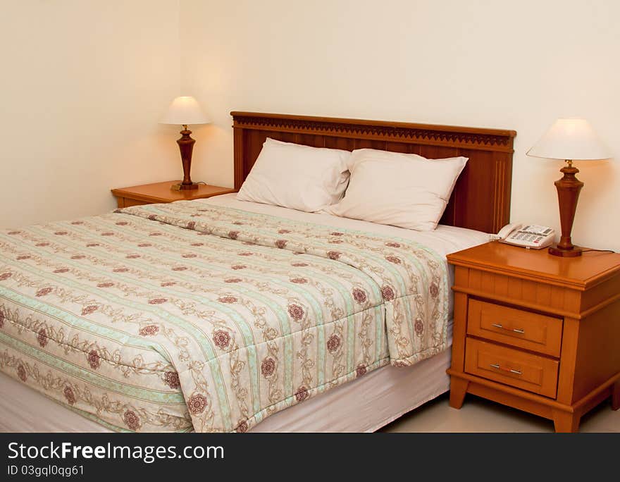 Interior of modern and cosy hotel room