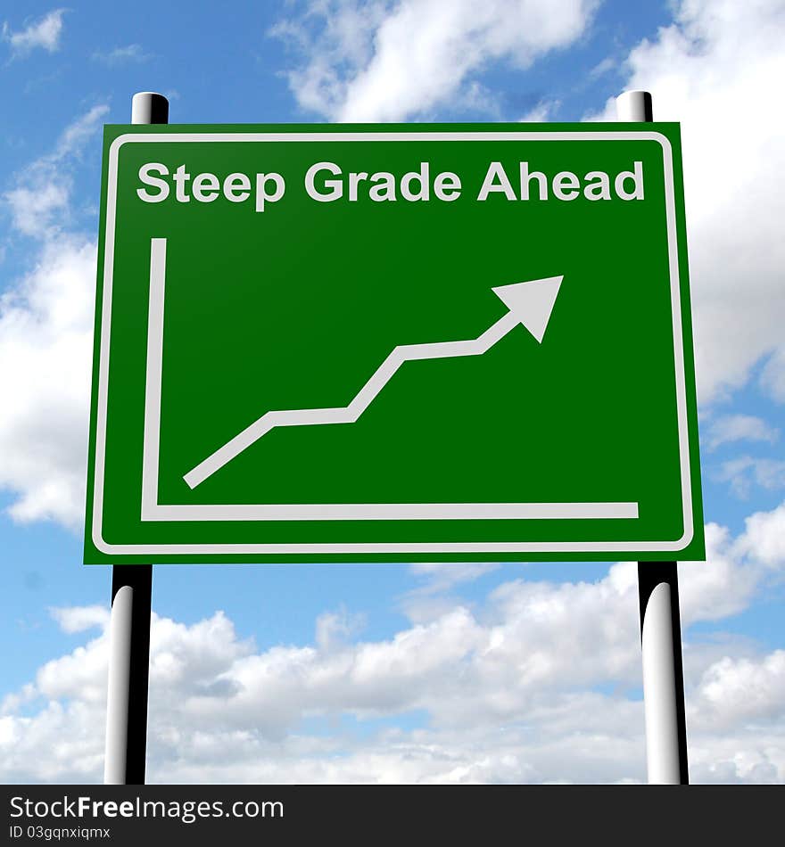 Concept image of road sign with rising sales chart. Concept image of road sign with rising sales chart