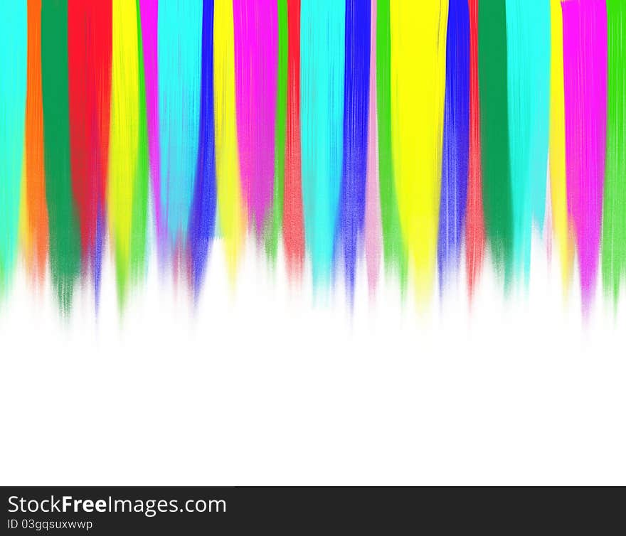 Colorful tempera stripes on white background