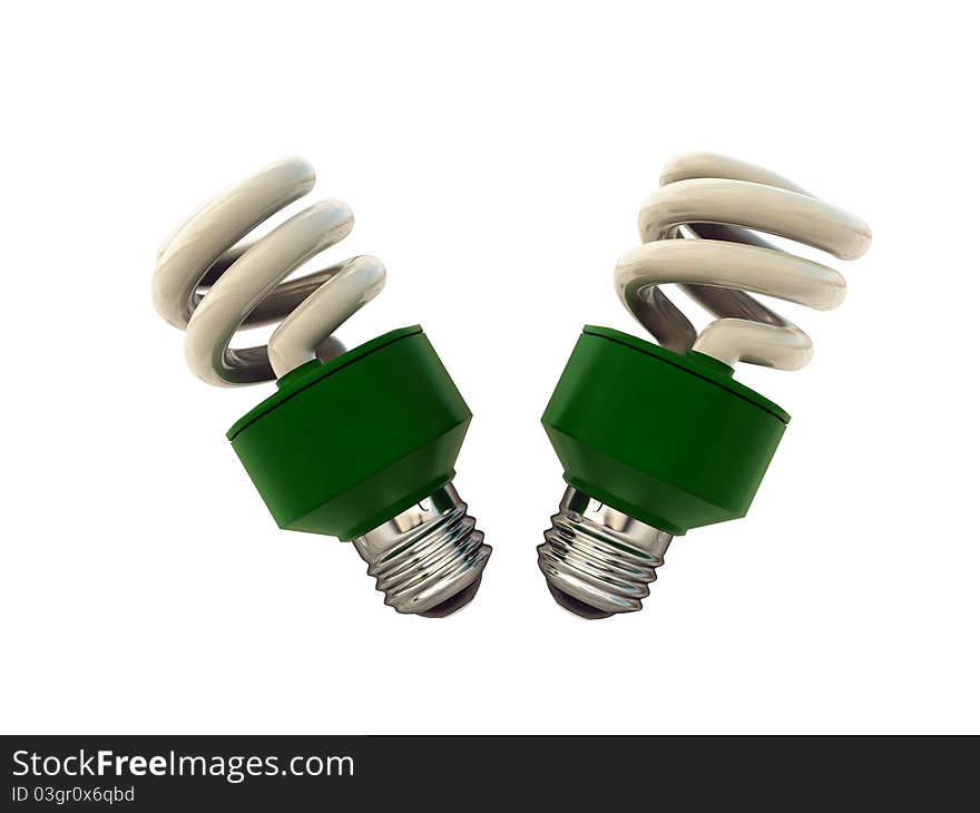 Green bulbs isolated on white background