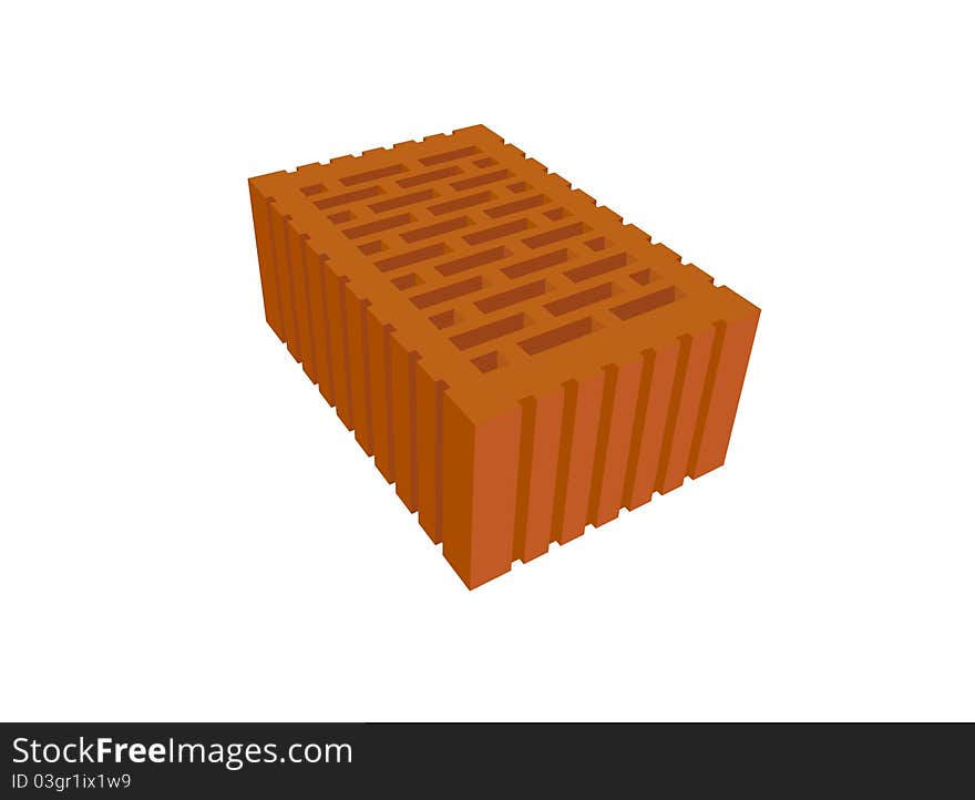 Red brick isolated on the white background.