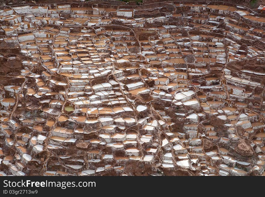 Ancient Salt basins used since the times of the Incas at Maras Peru. Ancient Salt basins used since the times of the Incas at Maras Peru