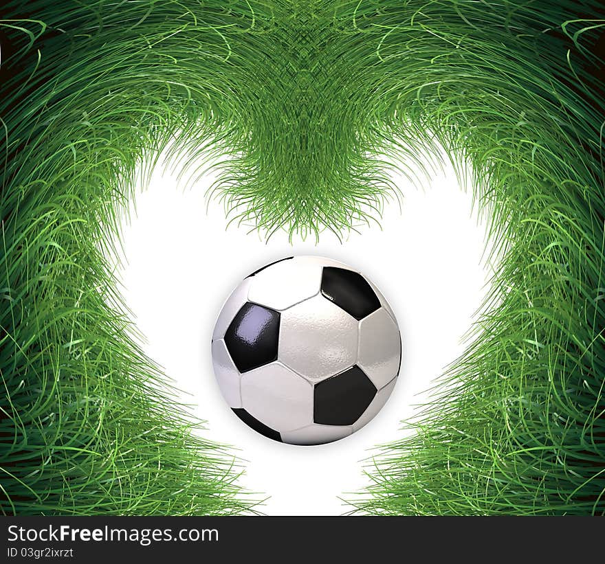 Soccer ball in grass background. 3d image