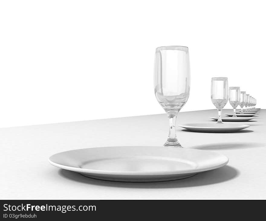 Number of dishes on a white background. Number of dishes on a white background