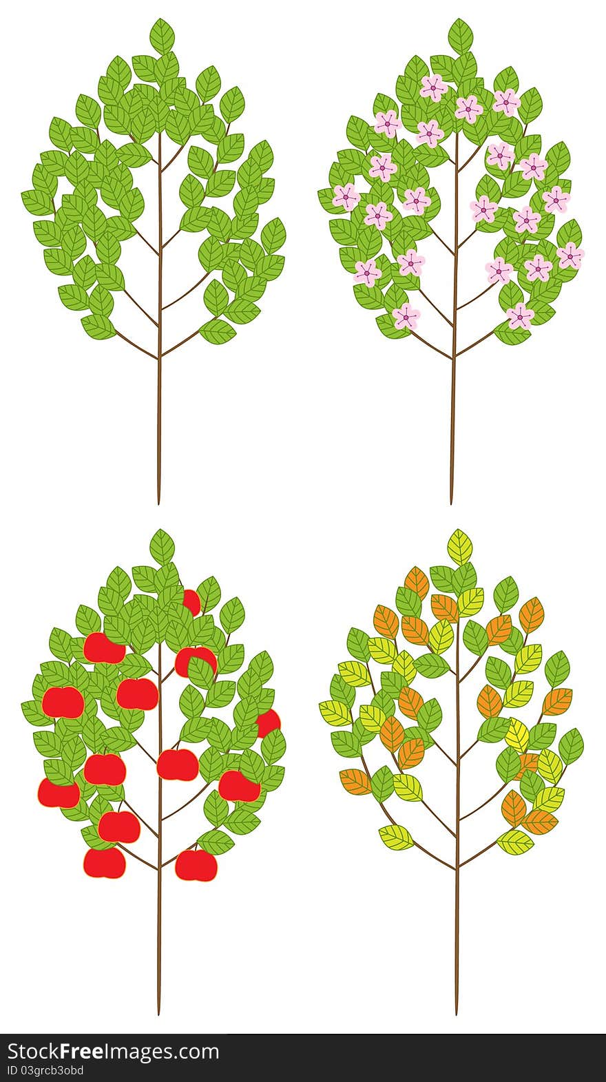 The color illustration. Set of trees. The color illustration. Set of trees