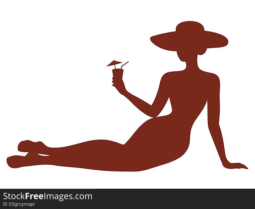 Silhouette of Girl with a cocktail. Silhouette of Girl with a cocktail