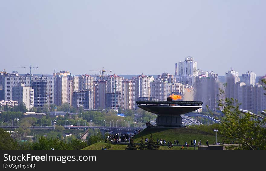 Panorama of Kiev, kind on the Eternal fire. Panorama of Kiev, kind on the Eternal fire