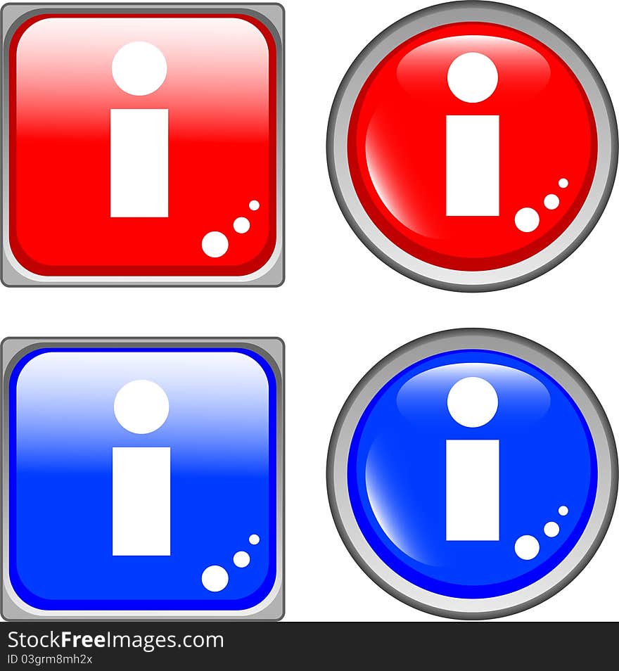 Info glossy web button set colored icon