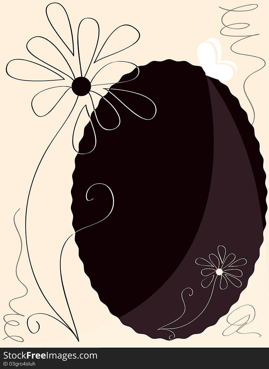 Background with abstract flowers and butterfly