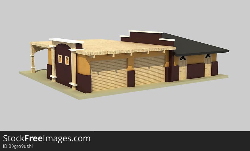 3d render garage, on white background for design