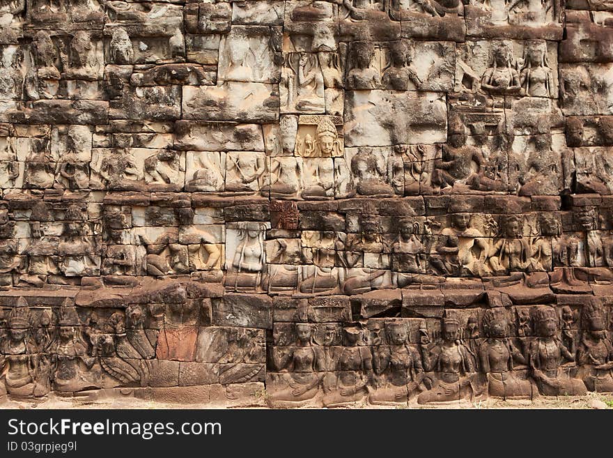 Relief Angkor, historical architecture of the Khmer in Cambodia