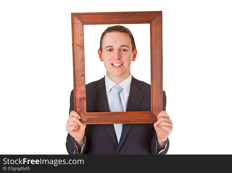 Businessman With Wooden Frame