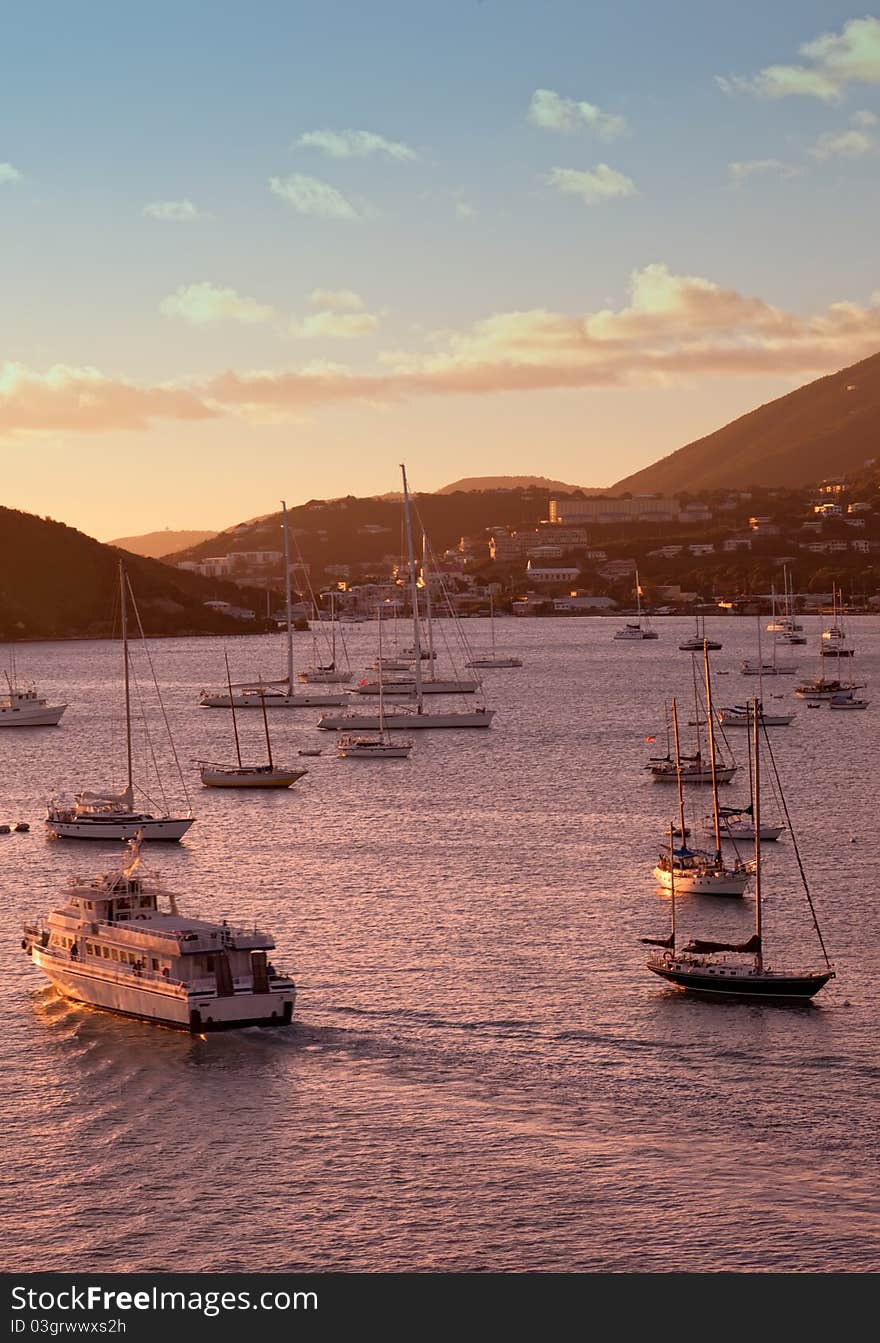 St. Thomas Harbor at Sunset