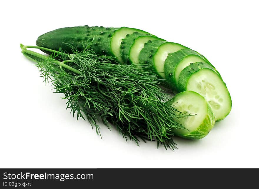 Sliced cucumber and dill