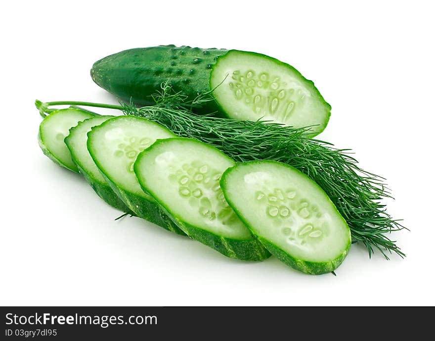 Sliced cucumber and dill