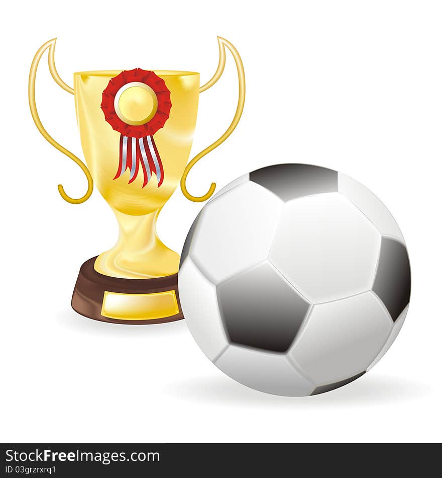 Football and golden cup