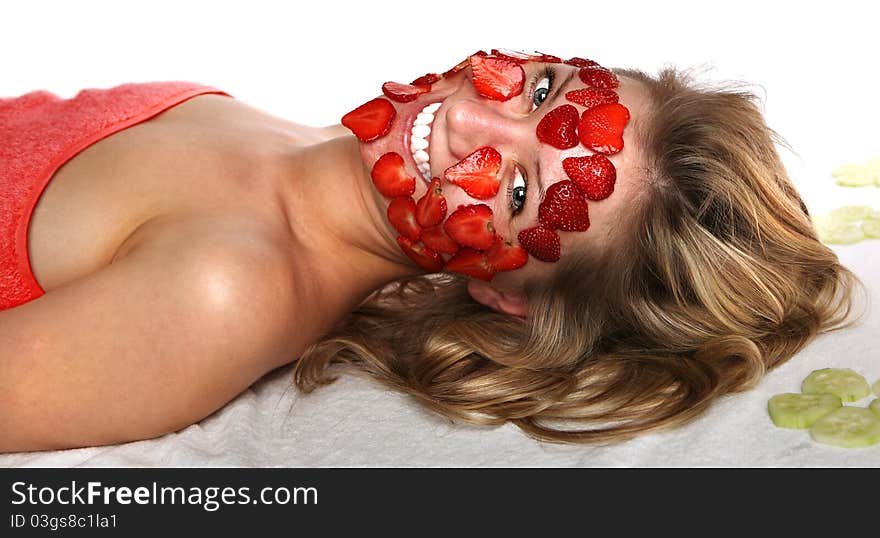 Lovely young woman smiling in a spa salon. Lovely young woman smiling in a spa salon