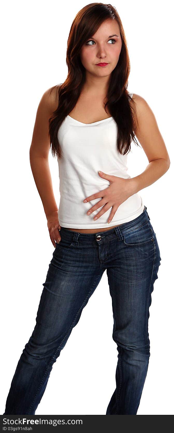 Young beautiful woman posing in the studio