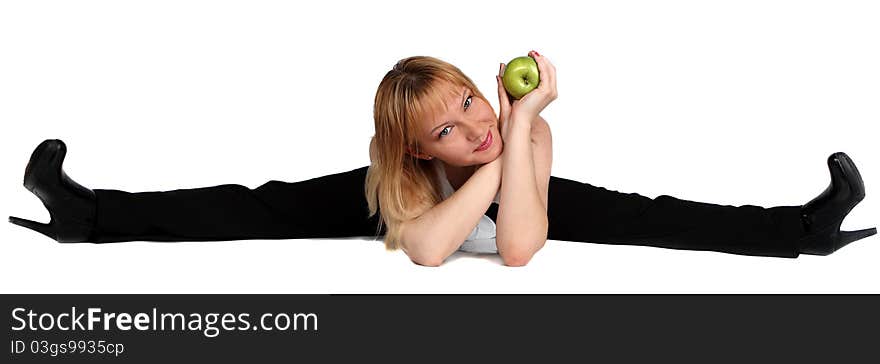 Very beautiful young woman eating healthy food