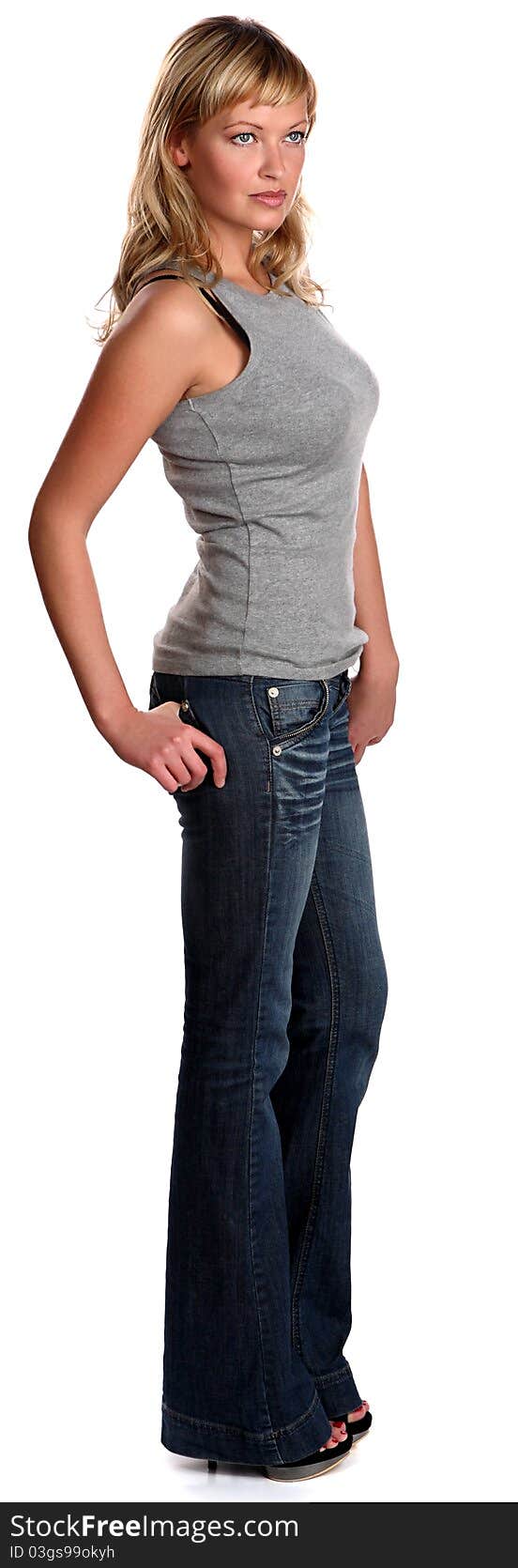 Young beautiful woman posing in the studio