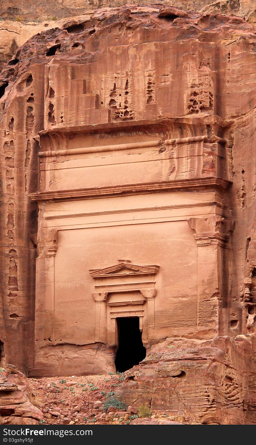 Royal Tomb in the lost rock city of Petra, Jordan. Petra's temples, tombs, theaters and other buildings are scattered over 400 square miles. UNESCO world heritage site