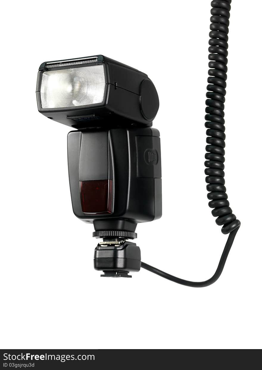 A camera flash isolated against a white background