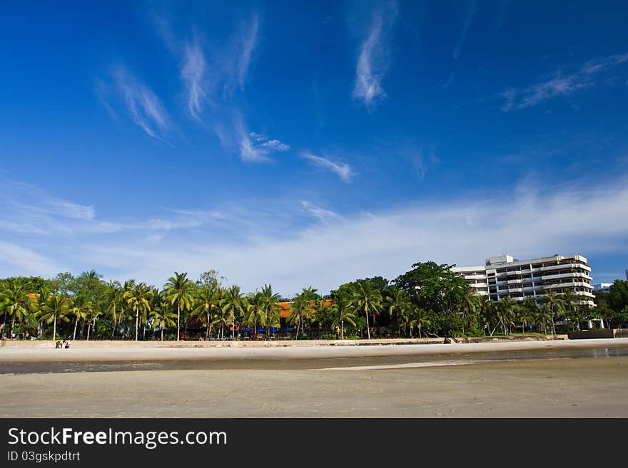 BEACH of Thailand with blue sky.