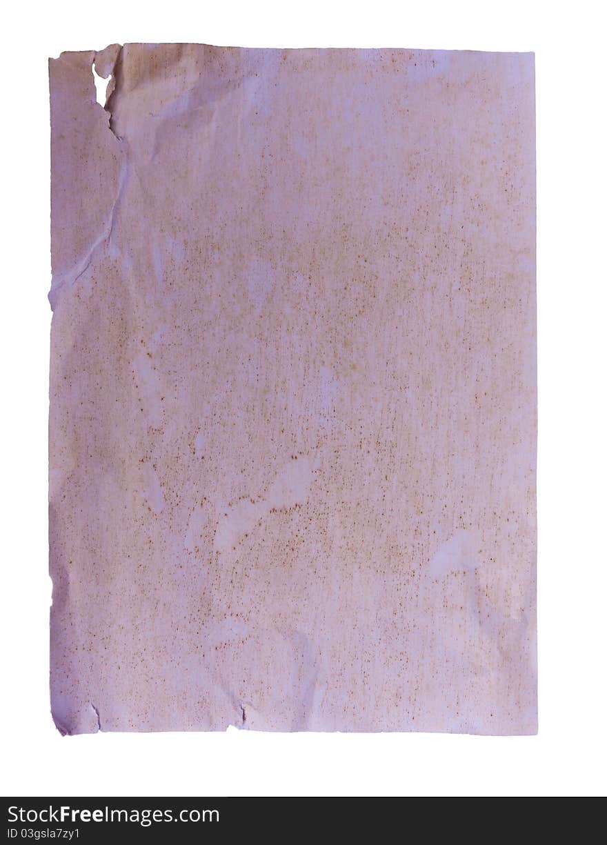 Old paper isolated on white background